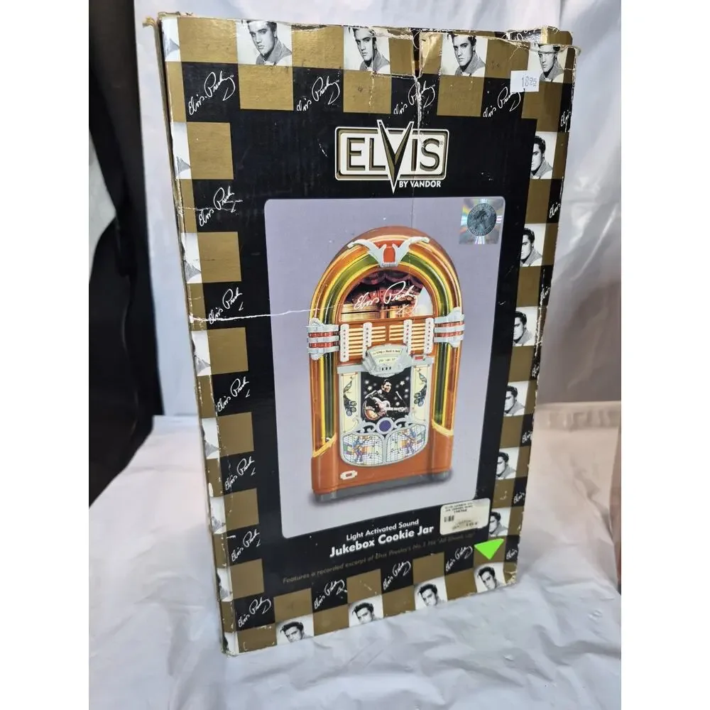 Rare Elvis Presley By Vandor Jukebox Cookie Jar Plays All Shook Up Never Used.